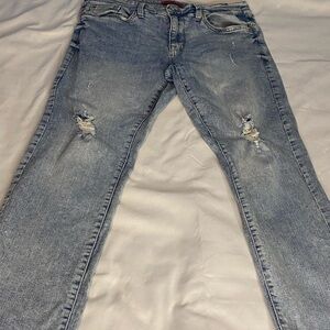 Men's Light Blue Distressed Jeans